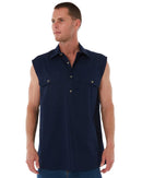Closed Front Sleeveless Shirt - French Navy