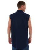 Closed Front Sleeveless Shirt - French Navy