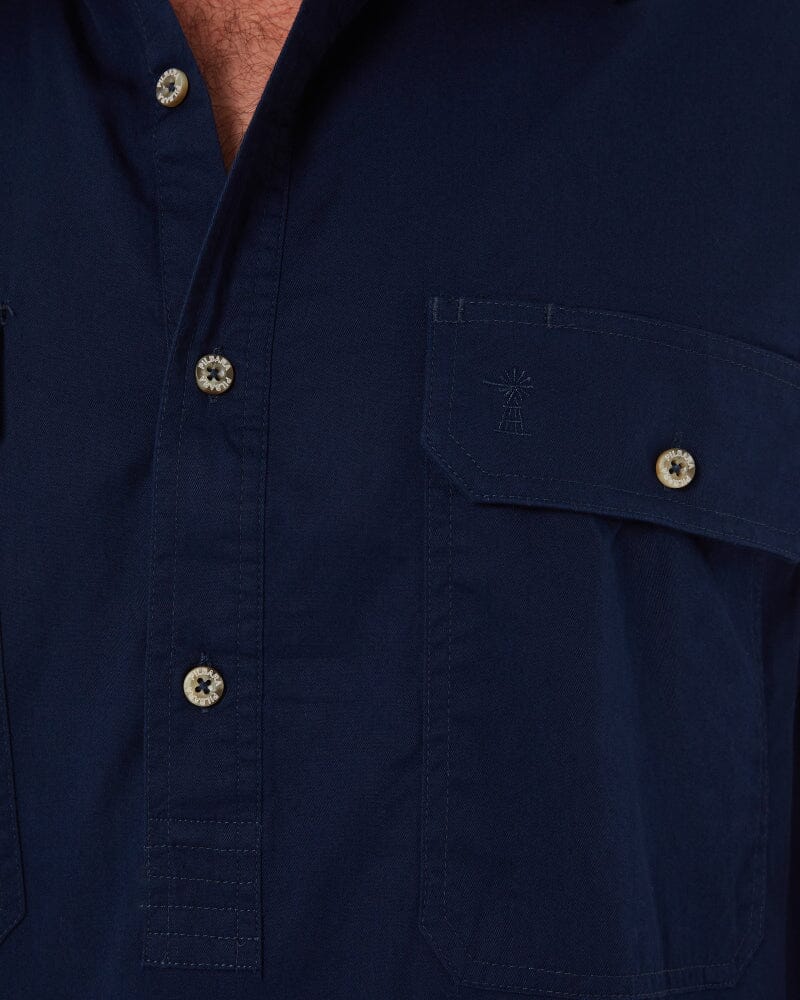 Closed Front Sleeveless Shirt - French Navy