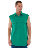 Closed Front Sleeveless Shirt - Kelly Green