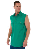 Closed Front Sleeveless Shirt - Kelly Green