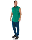 Closed Front Sleeveless Shirt - Kelly Green
