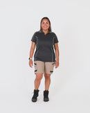 Womens Cool Mesh Polo Shirt With Reflective Piping - Charcoal