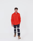 Closed Front Mens Cotton Drill LS Shirt - Orange