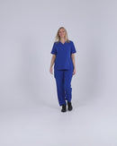 Avery Womens Multi Pocket Straight Leg Scrub Pant - Electric Blue