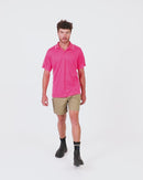 Cool Mesh Polo Shirt With Reflective Piping - Pink