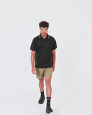 Cool Mesh Polo Shirt With Reflective Piping - Black