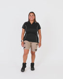 Womens Cool Mesh Polo Shirt With Reflective Piping - Black
