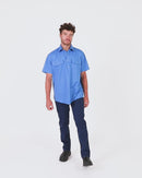 Closed Front SS Shirt - Light Blue