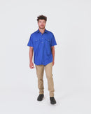 Closed Front SS Shirt - Cobalt