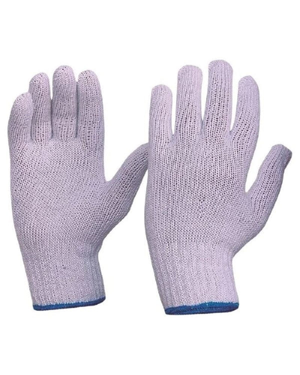 Mens Knitted Poly Cotton Gloves 12pk  - White