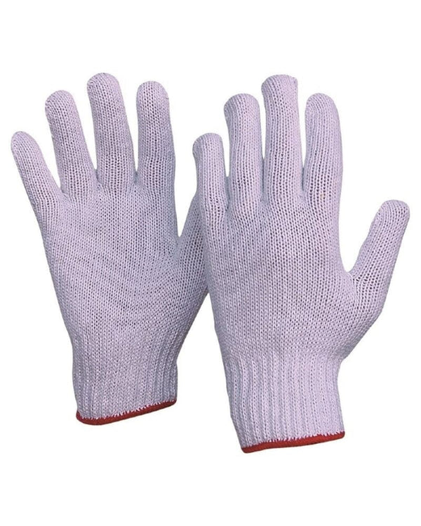 Womens Knitted Poly Cotton Gloves 12pk  - White