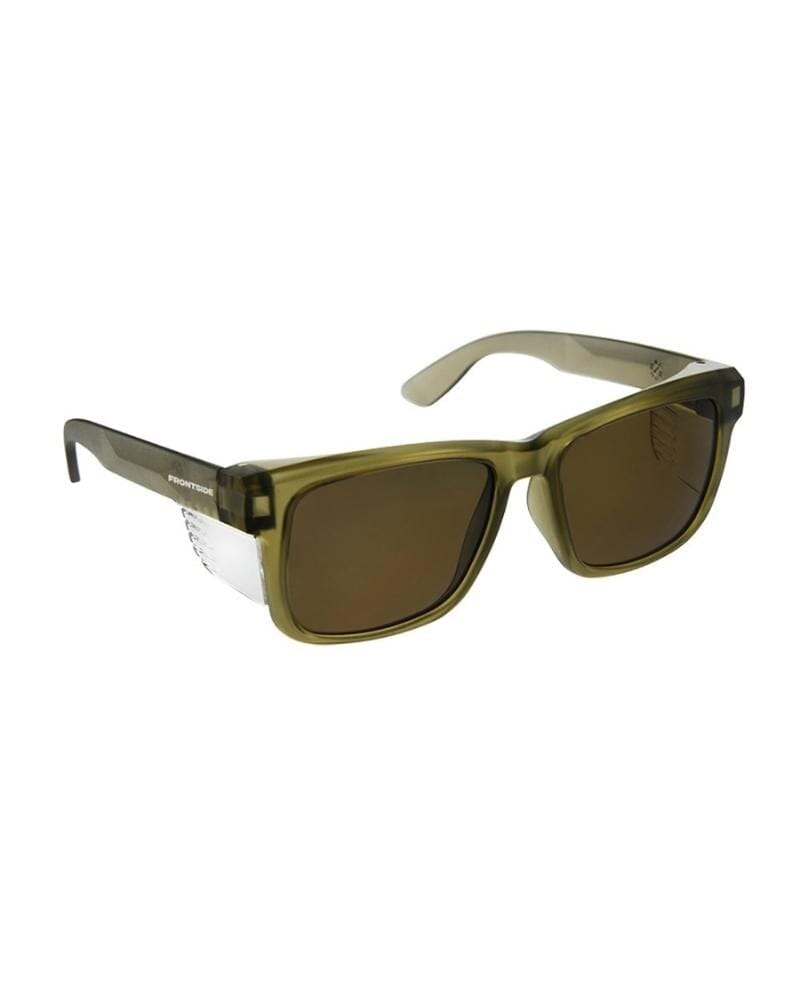 Frontside Polarised Safety Glasses Smoke Lens - Khaki