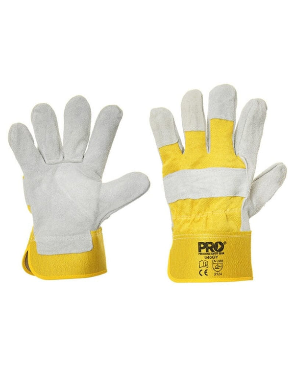 Leather Gloves - Yellow/Grey