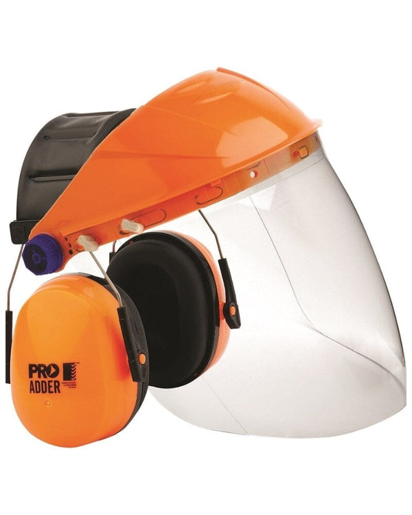 Strike Browguard Visor And Adder Earmuff Combo - Orange