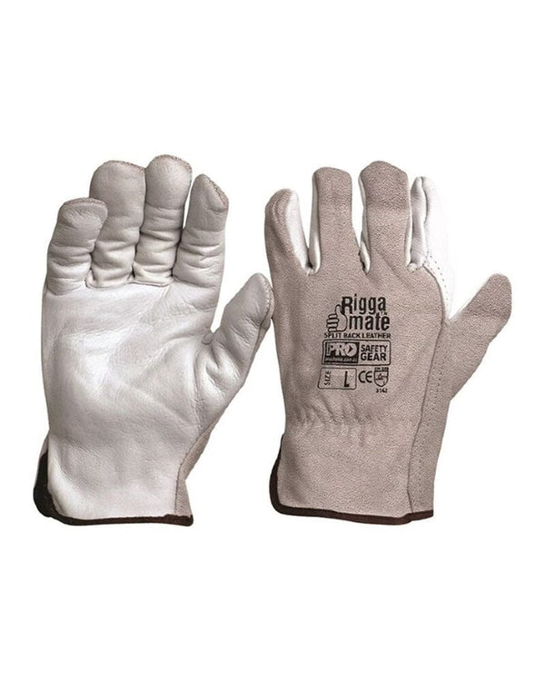 Riggamate Cow Grain Split Back Gloves - White
