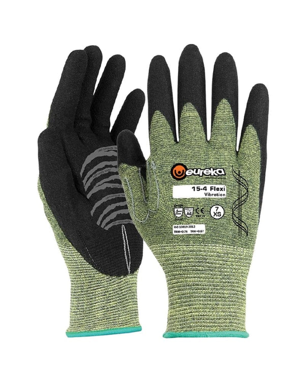 Eureka 15-4 Flexi Vibe Anti Vibration Palm Cut D Liner Glove - Black/Green