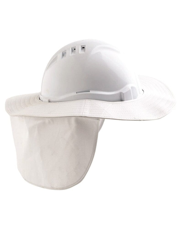 Hard Hat Brim With Neck Flap - White
