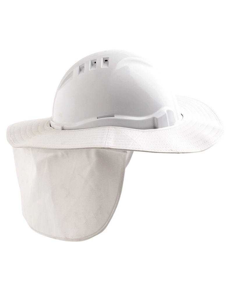 Hard Hat Brim With Neck Flap - White