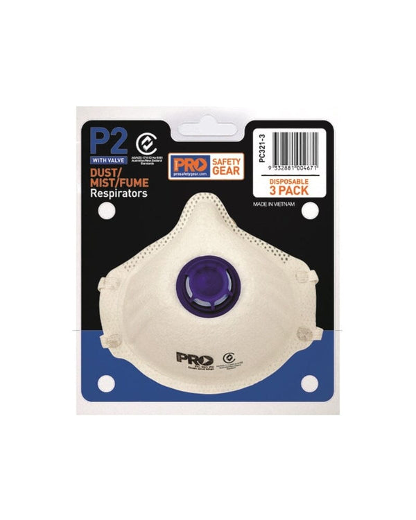 Respirator P2 With Valve 3pk - White