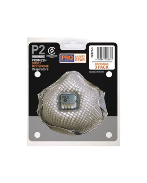 Promesh P2 Respirator With Valve 3pk - White