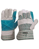 Striped Cotton And Leather Gloves - Green/Grey