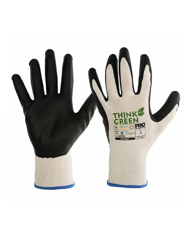Think Green Nitrile Dip Recycled Glove - Black/White