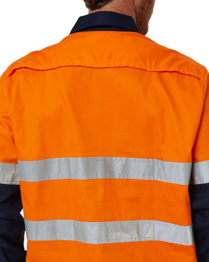 50mm Taped Vented Closed Front Lightweight LS Shirt - Orange/Navy
