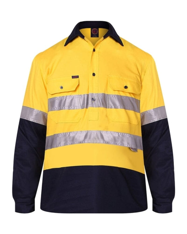 50mm Taped Vented Closed Front Lightweight LS Shirt - Yellow/Navy