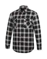 Open Front Flannelette Shirt - Black/Grey