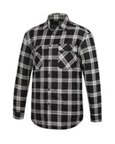 Open Front Flannelette Shirt - Black/Grey