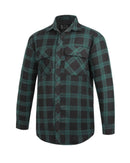 Open Front Flannelette Shirt - Black/Green