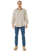 Closed Front Cotton Twill Shirt LS - Clay