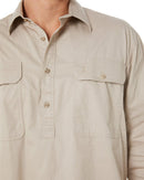 Closed Front Cotton Twill Shirt LS - Clay