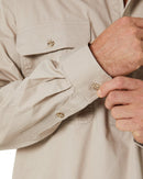 Closed Front Cotton Twill Shirt LS - Clay