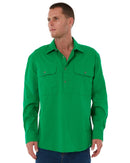 Closed Front Cotton Twill Shirt LS - Emerald