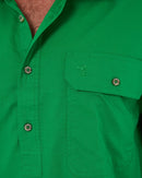 Closed Front Cotton Twill Shirt LS - Emerald