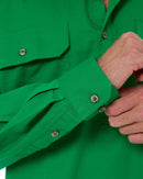Closed Front Cotton Twill Shirt LS - Emerald