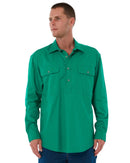 Closed Front Cotton Twill Shirt LS - Kelly Green