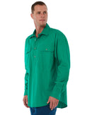 Closed Front Cotton Twill Shirt LS - Kelly Green