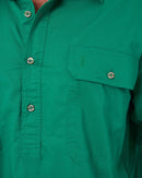 Closed Front Cotton Twill Shirt LS - Kelly Green