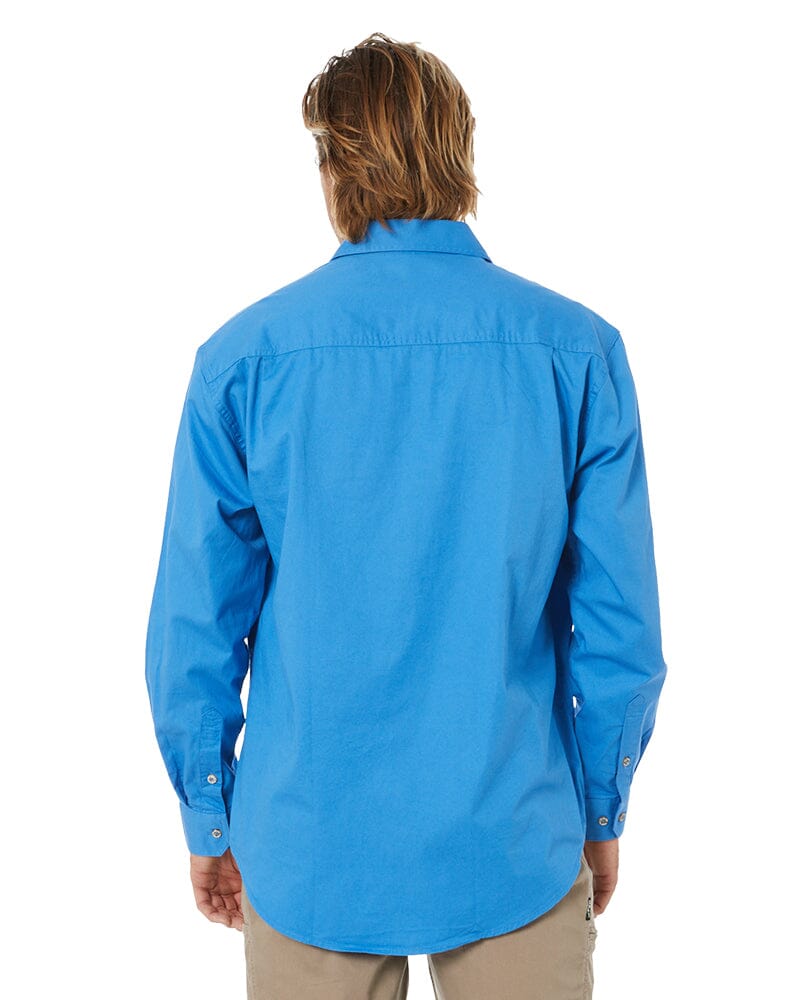 Closed Front Cotton Twill Shirt LS - Light Blue