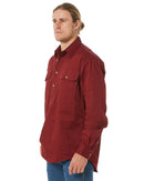 Closed Front Cotton Twill Shirt LS - Ochre