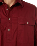 Closed Front Cotton Twill Shirt LS - Ochre