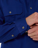 Closed Front Cotton Twill Shirt LS - Royal