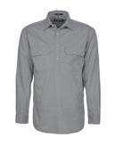 Closed Front Cotton Twill Shirt LS - Silver