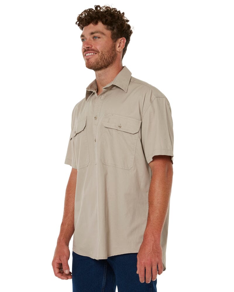 Closed Front SS Shirt - Clay
