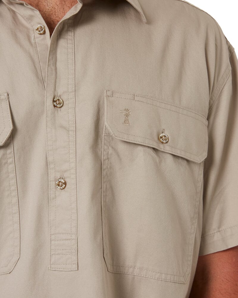 Closed Front SS Shirt - Clay