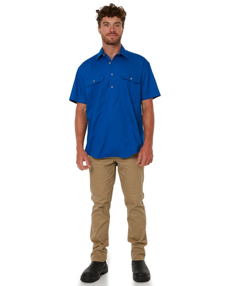 Closed Front SS Shirt - Cobalt