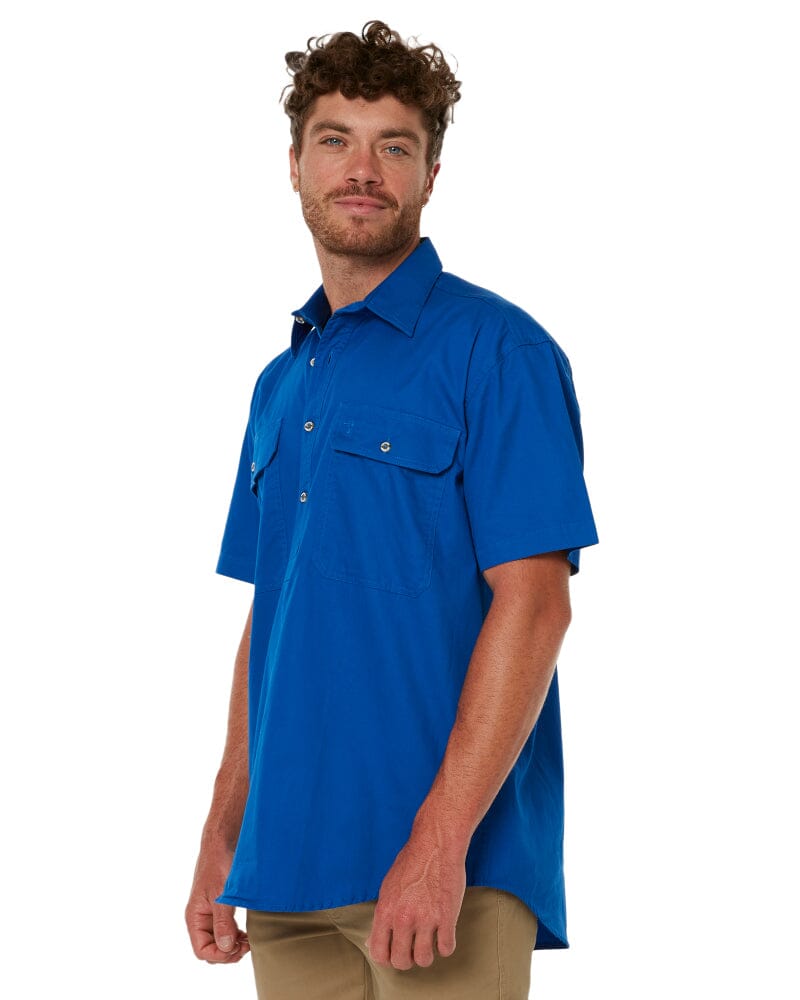 Closed Front SS Shirt - Cobalt